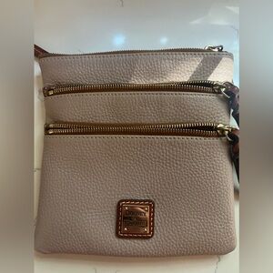 Dooney & Bourke Crossbody with matching keychain zipper-pouch. Color: Oyster.